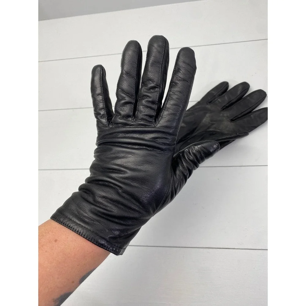 Aris‎ Isotoner, Genuine Leather Gloves, Womens Size 8 Thinsulate Lined Black